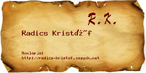 Radics Kristóf névjegykártya